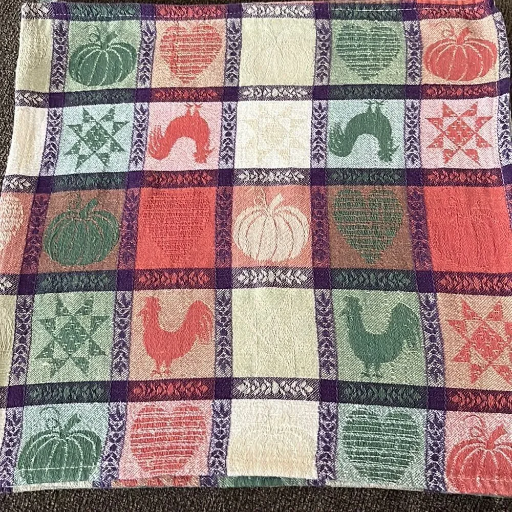Autumnal2 Farmhouse Set of 4 Dinner Square Cloth Napkins- 16” by 16”